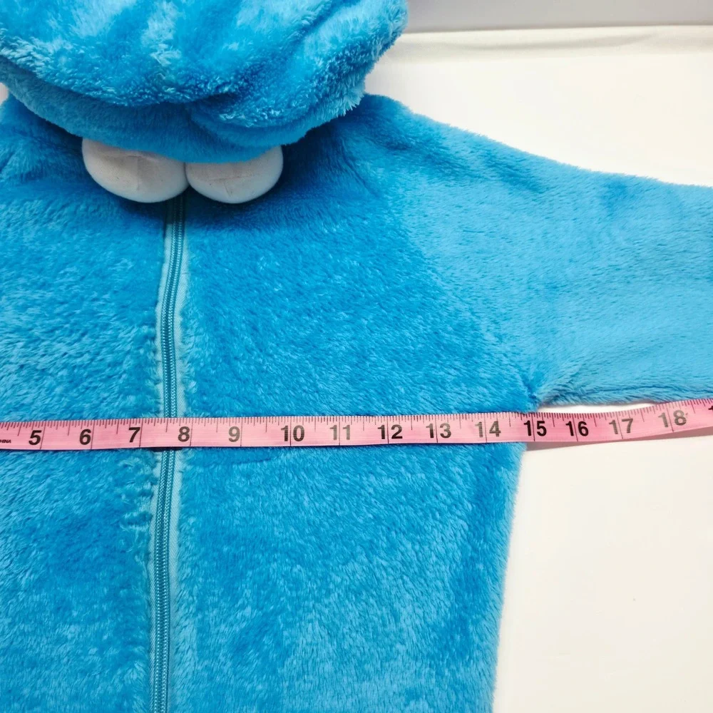 Sesame Street Cookie Monster Union Suit Kids Size 4/5 Blue Plush Hooded Costume